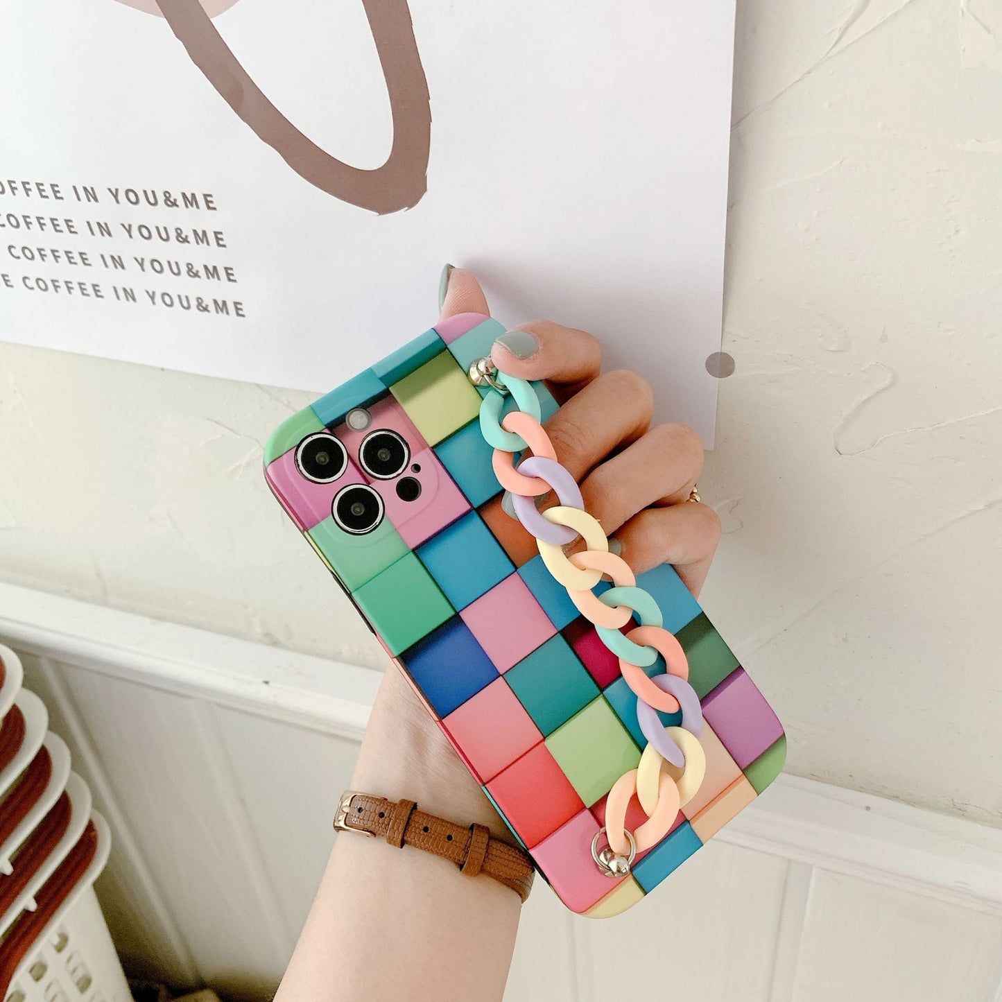 3D Cube With Rainbow Bracelet For